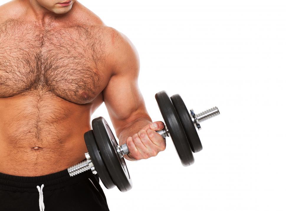 Free Image of Fitness. Man curling dumbbell 