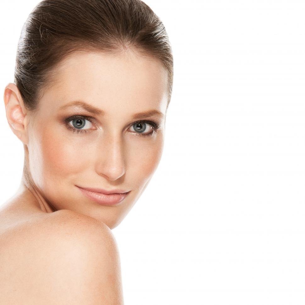Free Image of Attractive young girl in half the frame with copyspace 