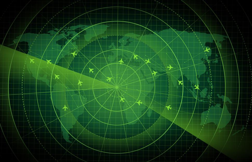 Free Image of Bright Radar Display - Airplane Traces on Target  - GPS - Tracki 