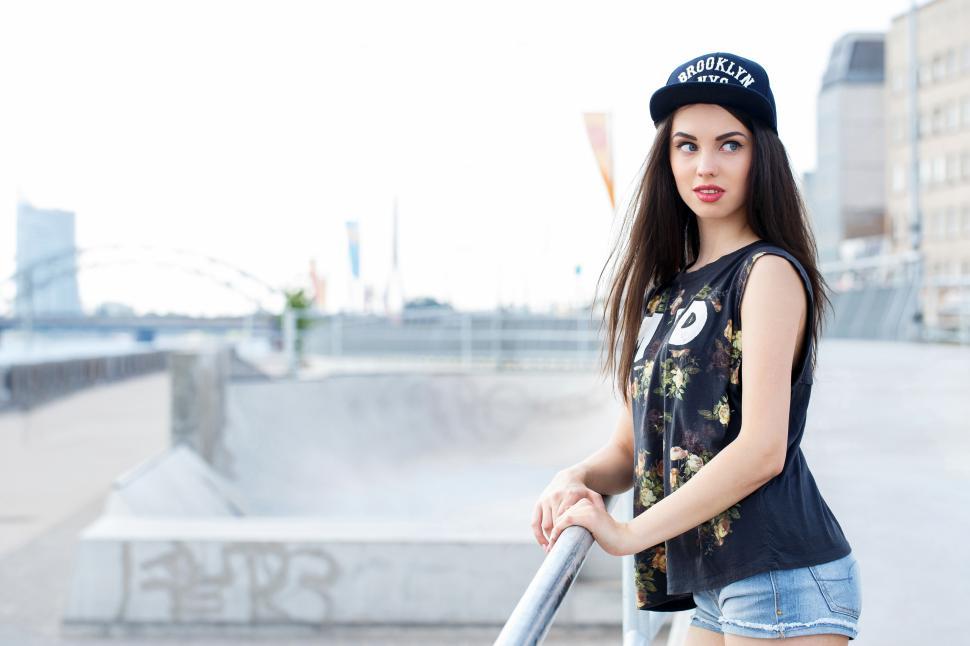 Free Image of Girl in dark clothes on the street in the city 