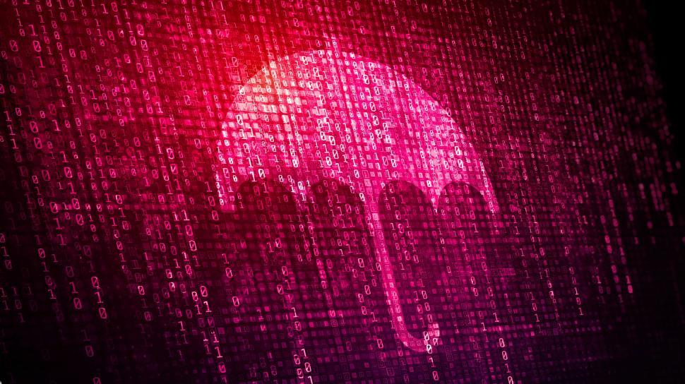 Free Image of Data Protection Concept - Digital Umbrella Over Binary Code 
