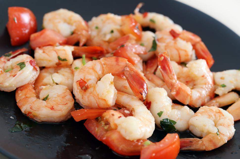 Free Image of Shrimp. Heap of shrimp on the dish 