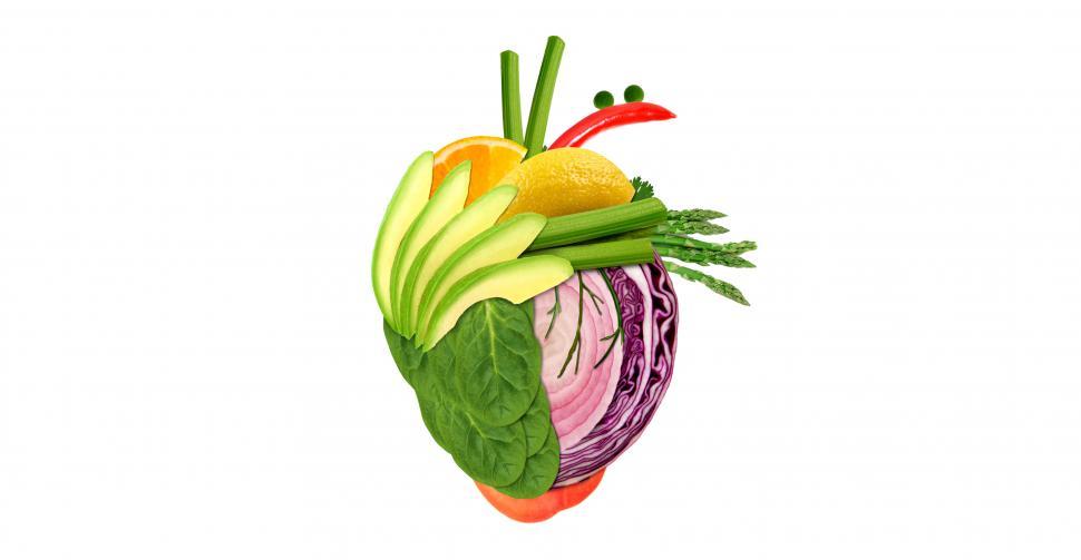 Free Image of Healthy Eating Concept - Heart Made of Fresh Fruits and Vegetabl 
