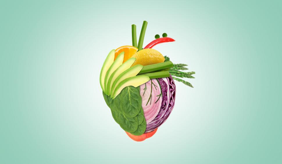 Free Image of Healthy Eating Concept - Heart Made of Fruits and Vegetables 