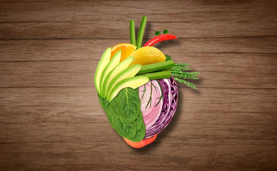 Free Image of Healthy Eating Concept - Heart on Wooden Background 