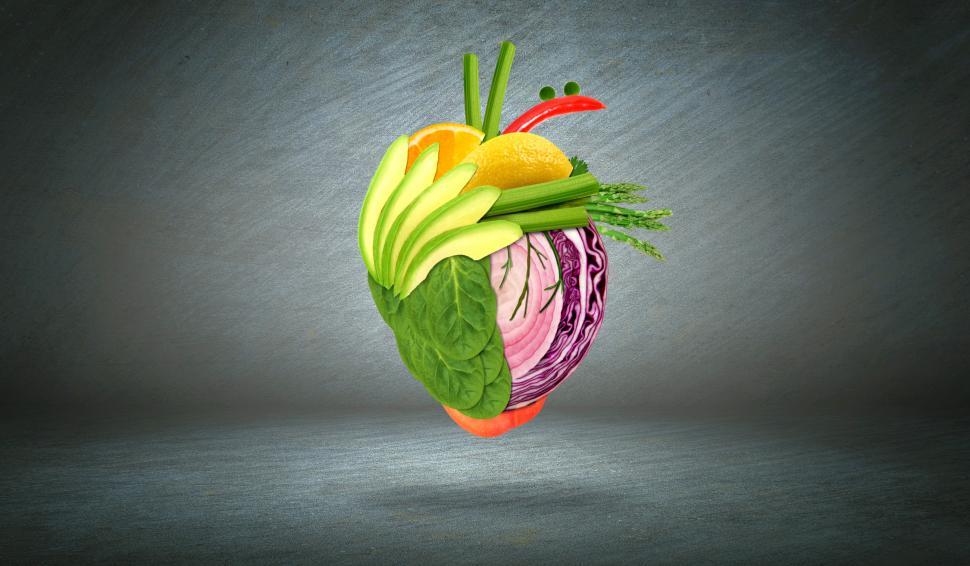 Free Image of Healthy Heart - Health Eating Concept with Fruits and Vegetables 