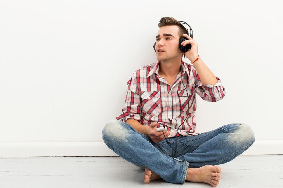 Free Image of Guy sitting on the floor, legs crossed 