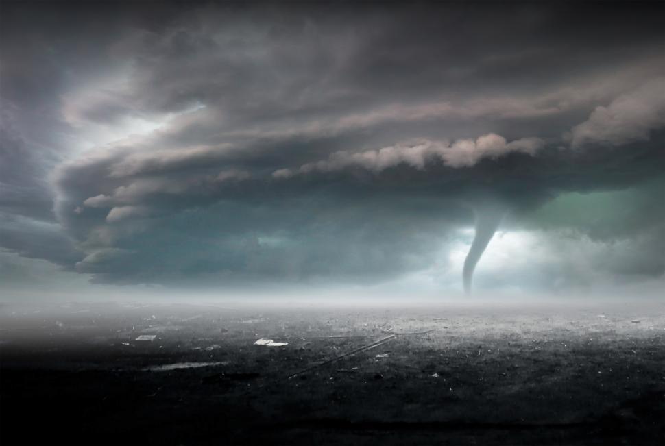 Free Image of Tornado and Supercell Over Desolate Landscape 
