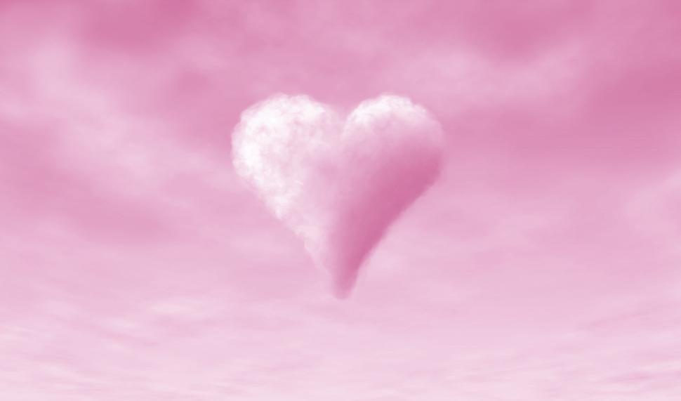 Free Image of Heart-shaped Cloud on Pink Background - Love - Valentines Day 