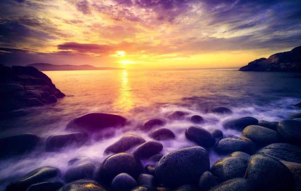 Free Image of Dawning over Rocky Coastline 