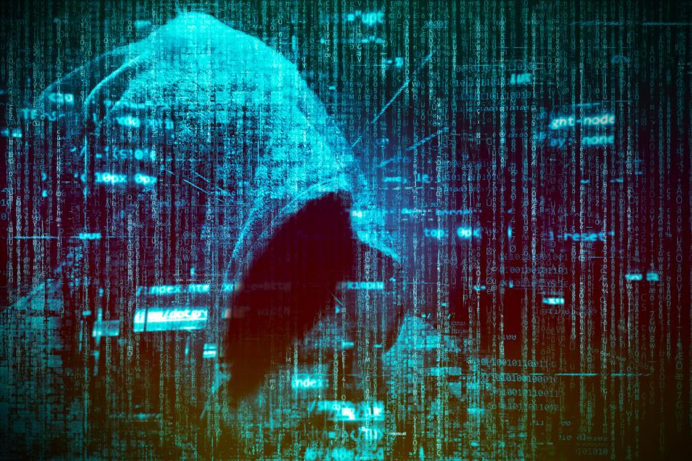Free Image of Computer Hacker over Computer Code - Blue Version 