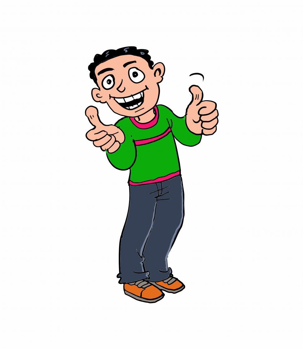 Free Image of A boy gives thumbs up Print 