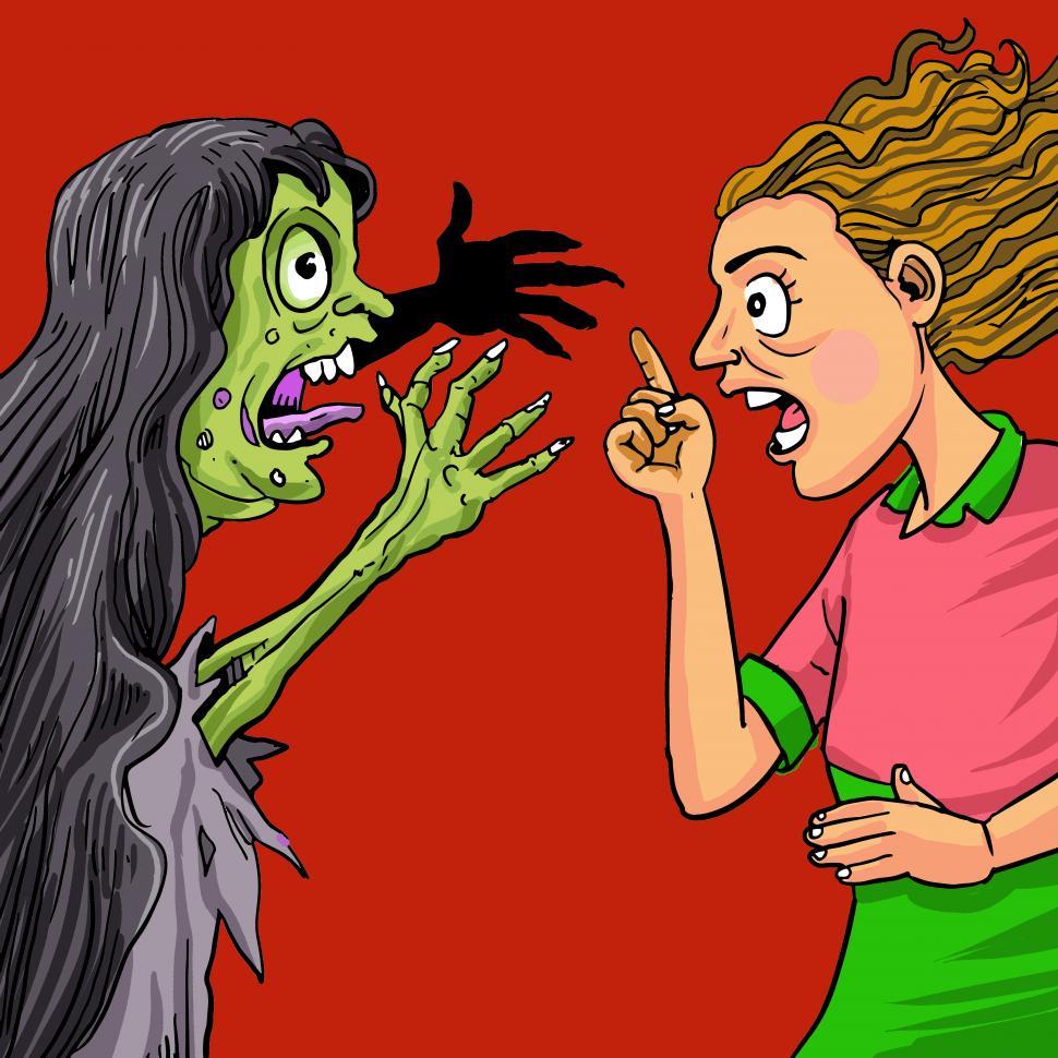 Free Image of Angry woman and angry ghost  