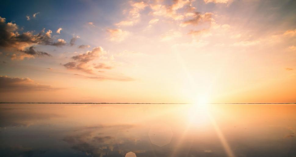 Free Image of Water Reflections on the Beach - Bright Sunset 