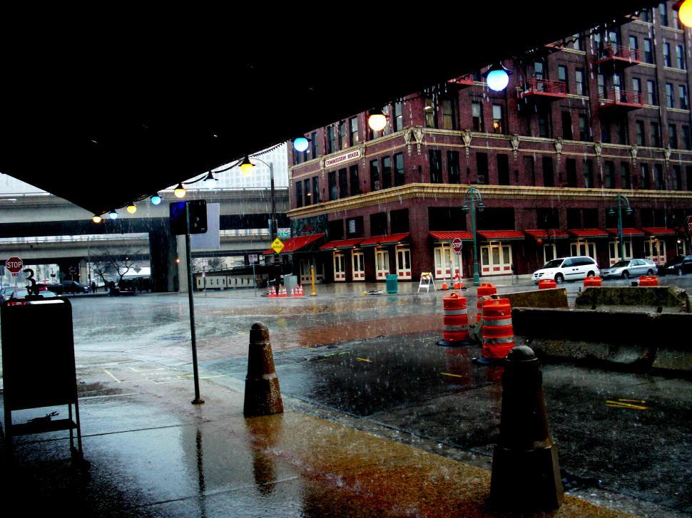 Free Image of City Street With Traffic Lights and Buildings 