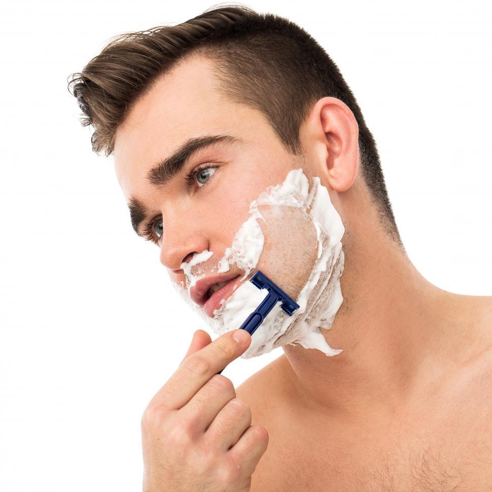 Free Image of Face care - shaving with disposable razor 