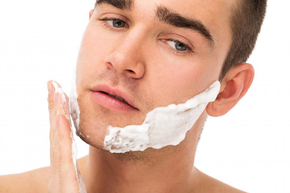 Free Image of Face care - applying shaving cream 