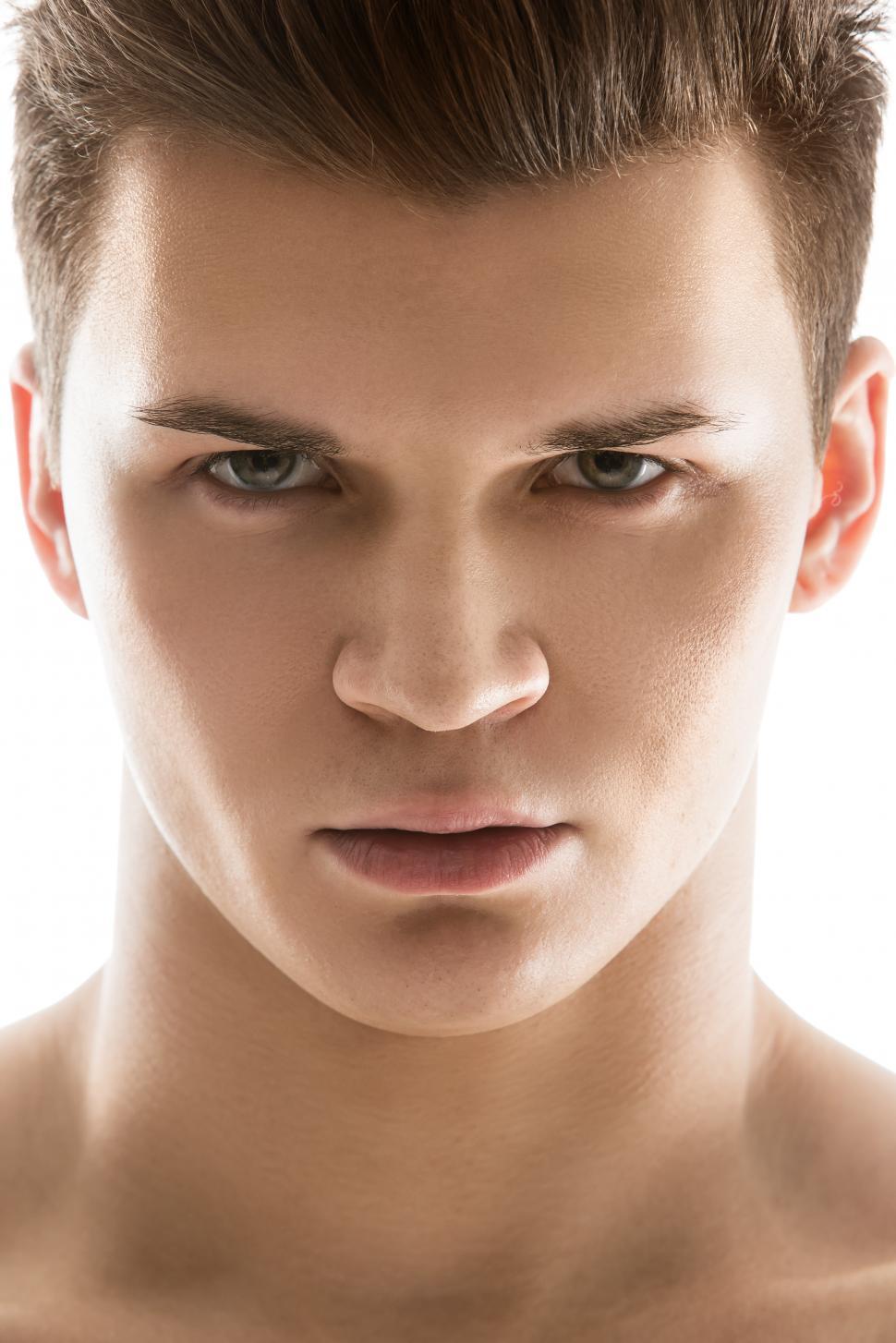 Free Image of Dramatic headshot of man on white background 