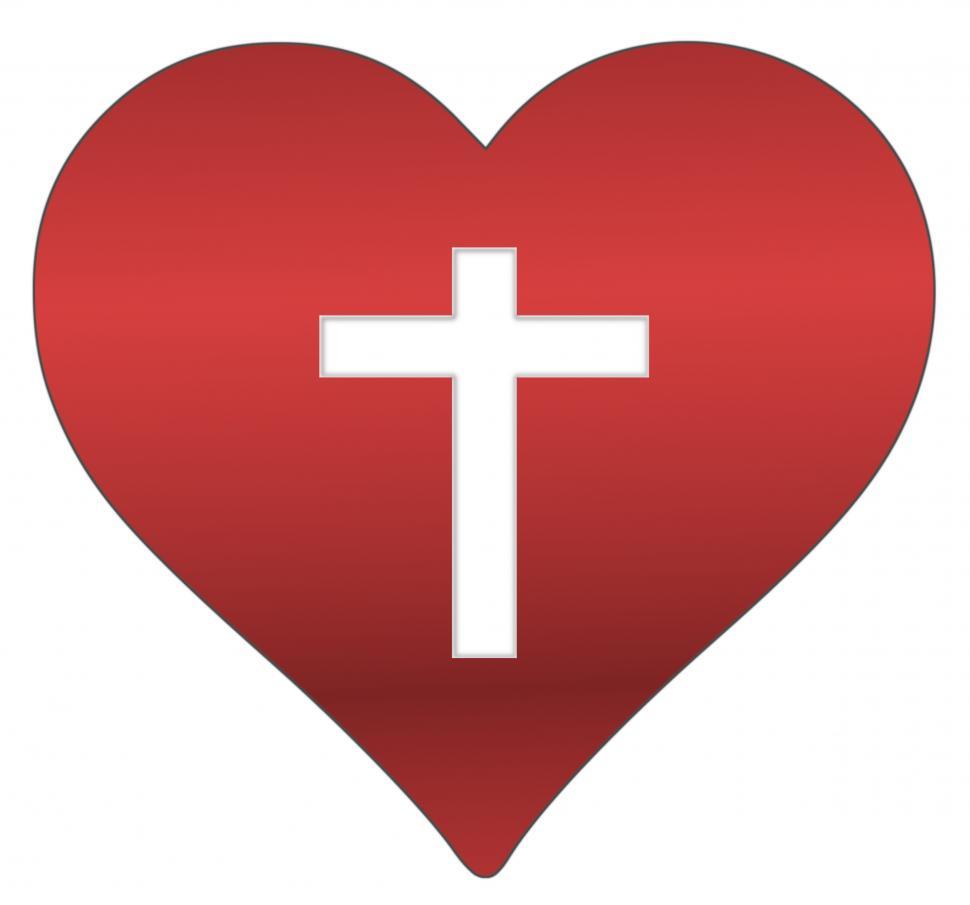 Free Image of Red Heart with Cross Cutout  