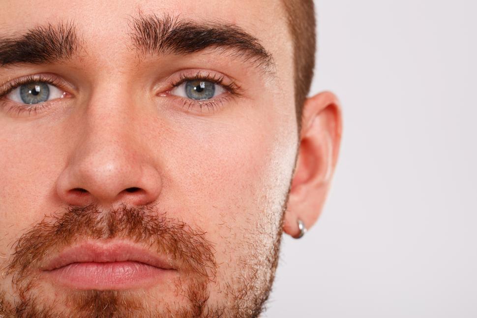 Free Image of Young man's face filling the frame 