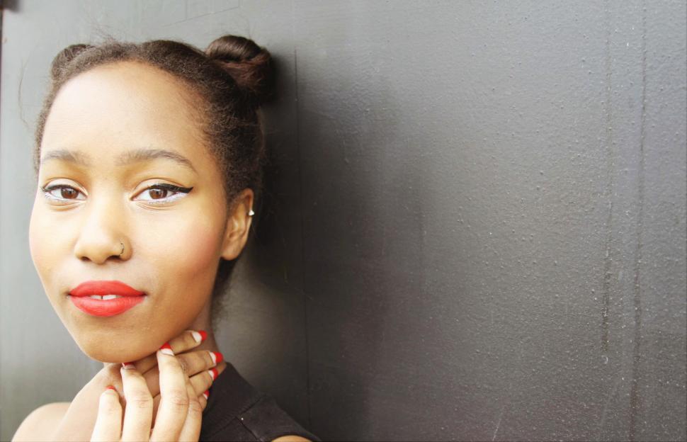 Free Image of Female fashion model with red fingernails 