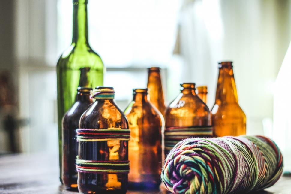 Free Image of Amber glass bottles 