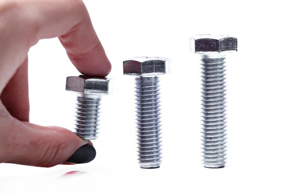 Free Image of Three lengths of bolts 