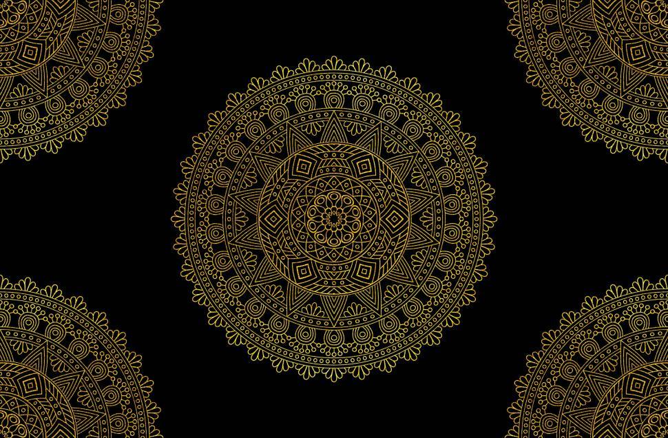 Free Image of Golden Mandala on Black Background - Gilded Texture 