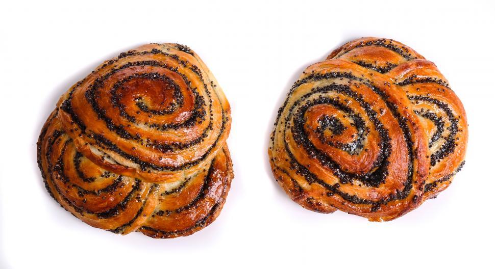 Free Image of Delicious buns - two, isolated on white 