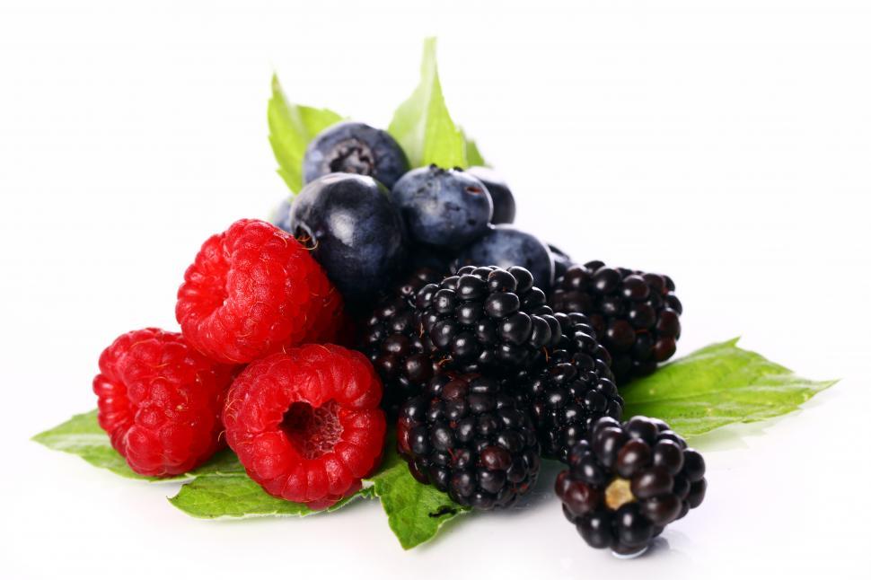 Free Image of Fresh forest berries over white background 