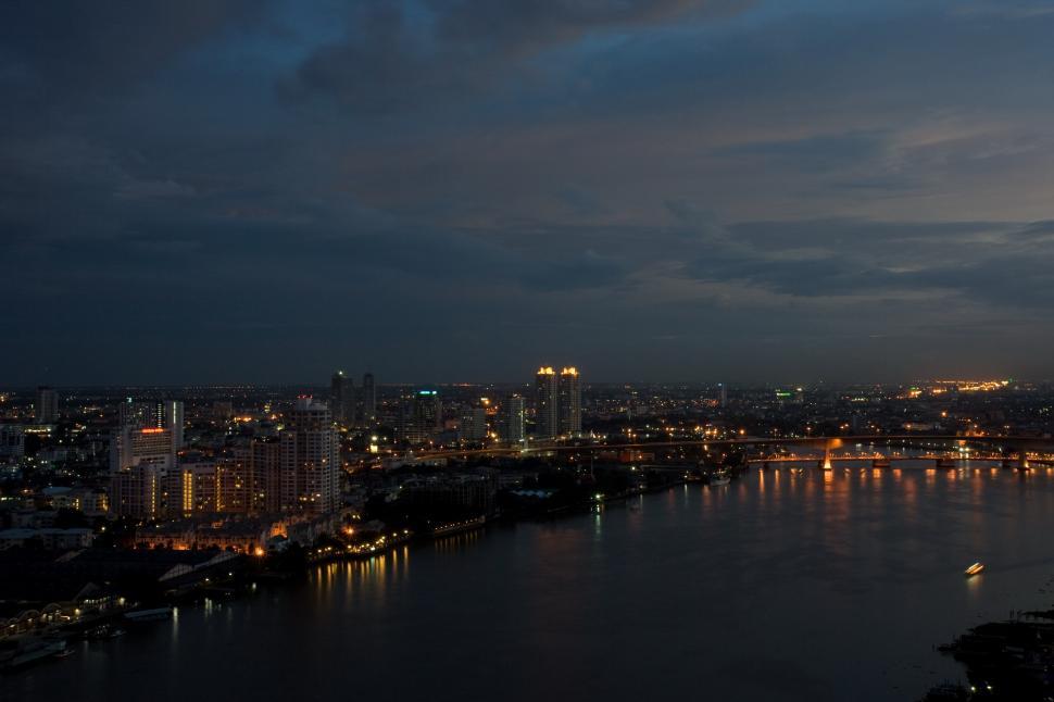 Free Image of Night Cityscape View From Hilltop 