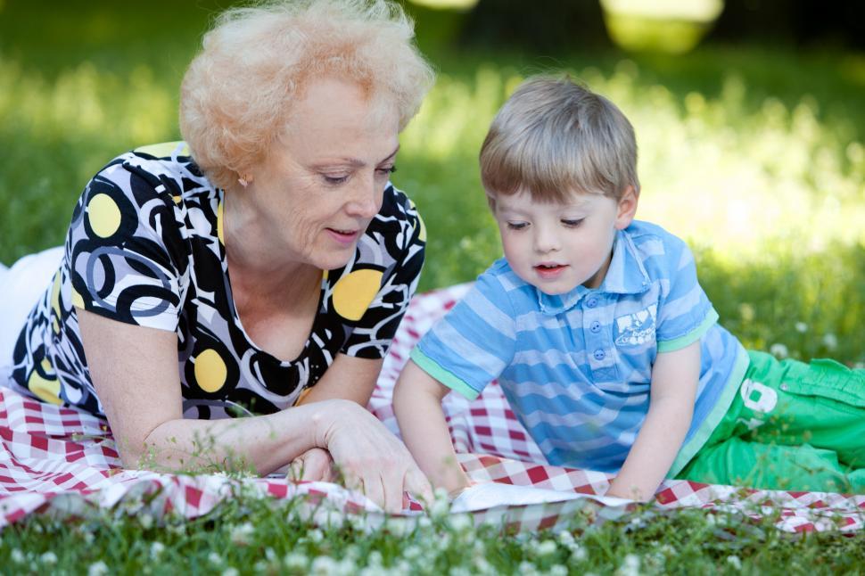 Free Image of Grandmother with her grandson in the park 