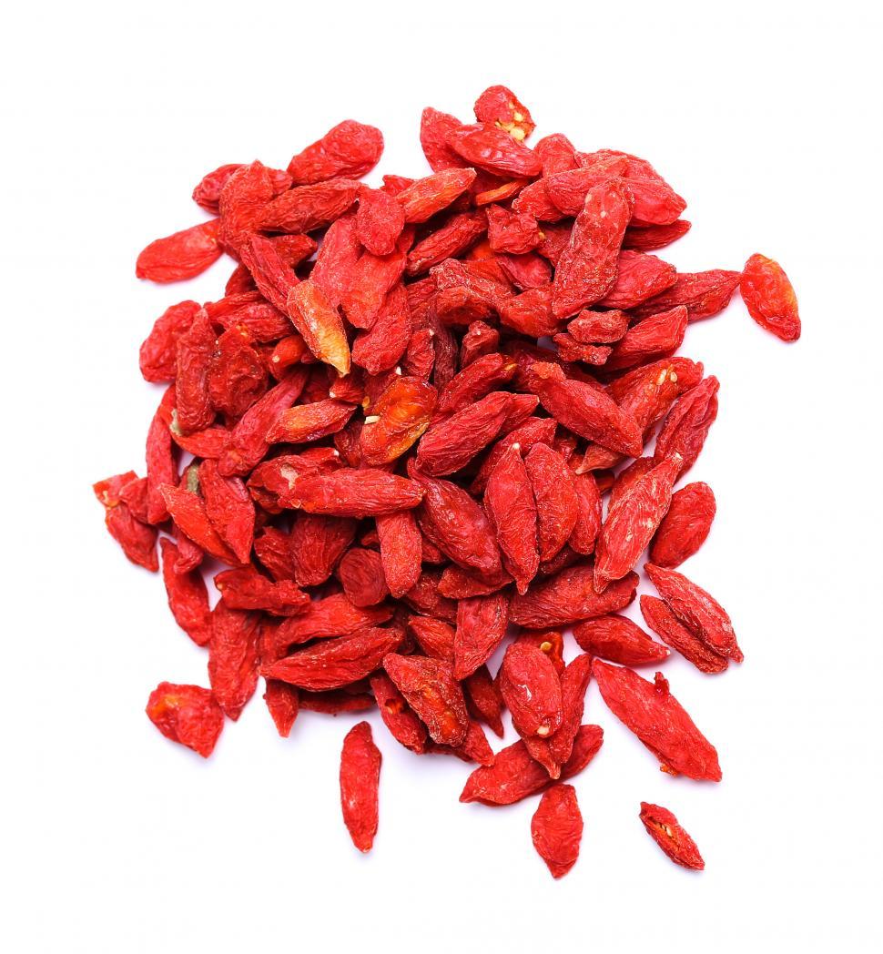 Free Image of Goji berry pile on white background 