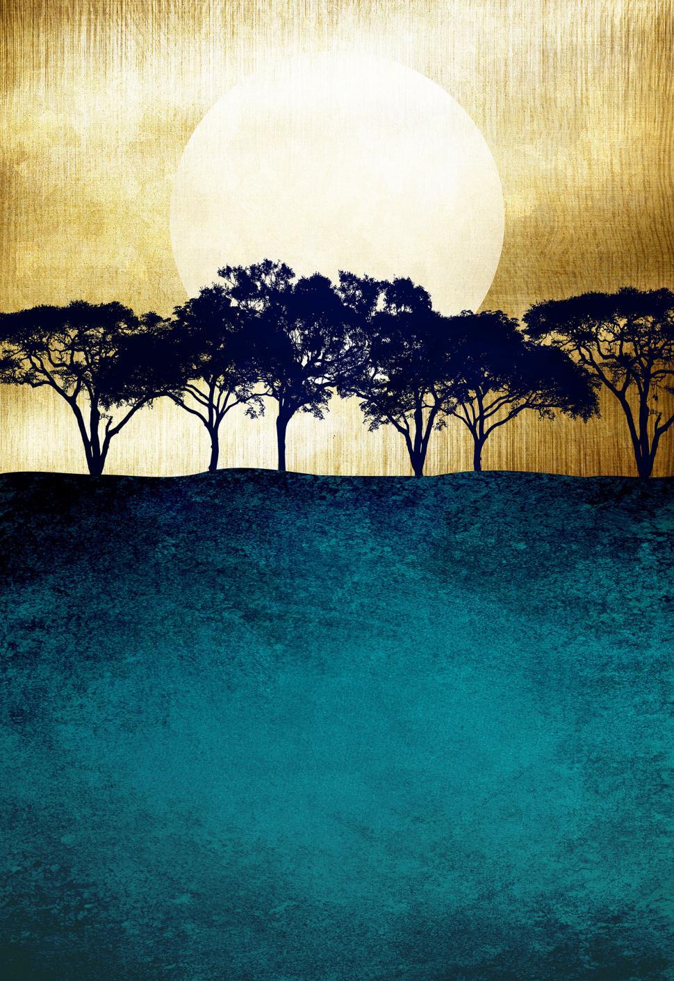 Free Image of Sunset Over the Forest - Metallic Landscape 