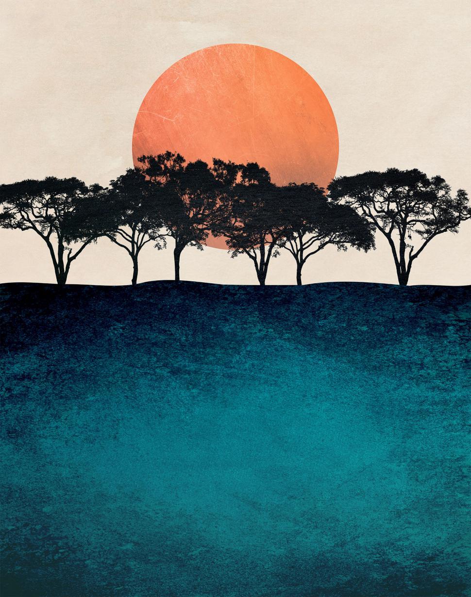 Free Image of Forest Trees at Sunset - Metallic Landscape 