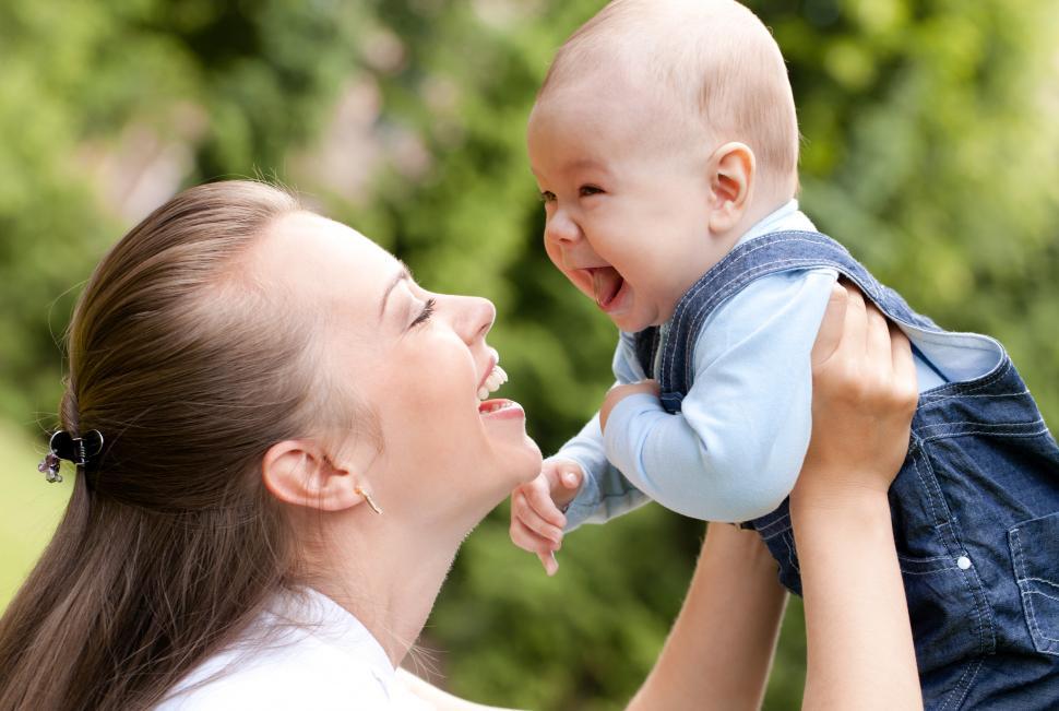 Free Image of Happy mother with her cute little laughing son 