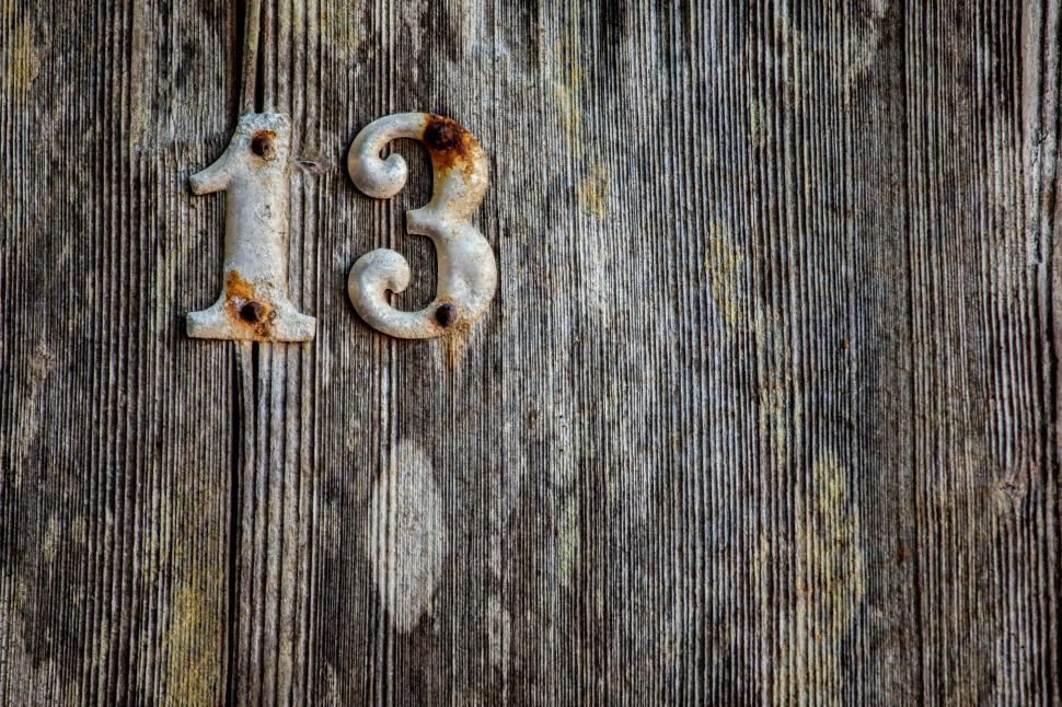 Free Image of Weathered Metal Numbers 13 