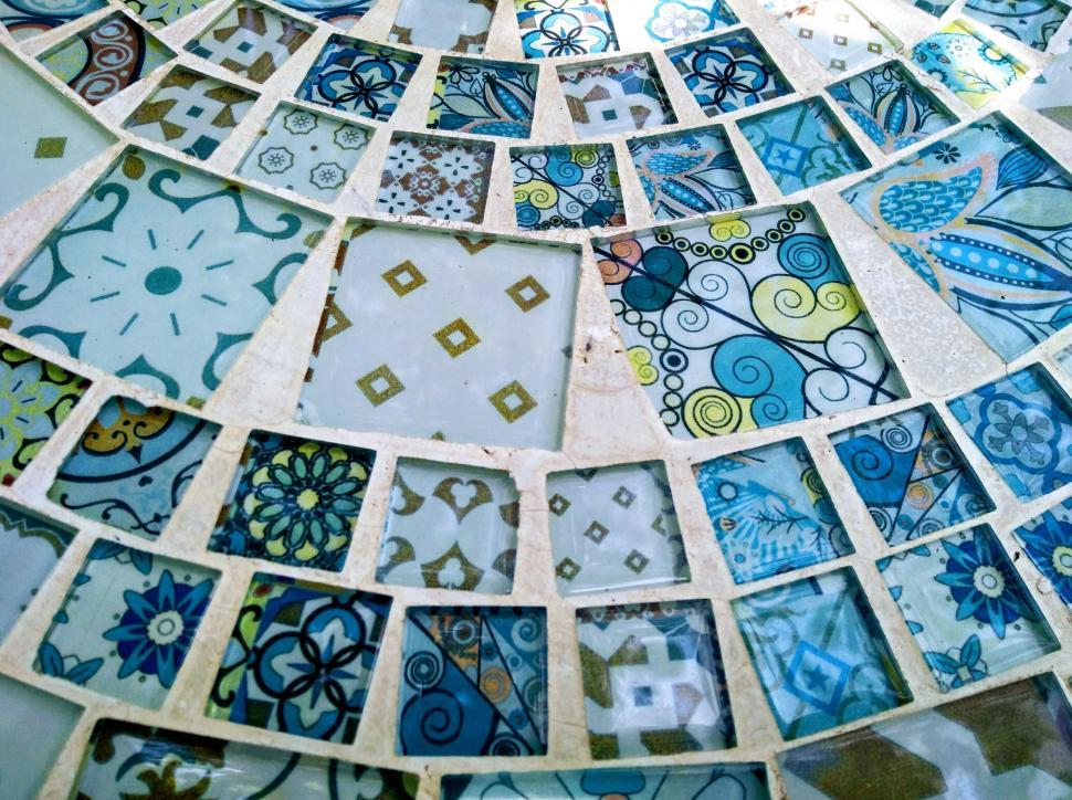 Free Image of Abstract curved patterned mosaic tile design  