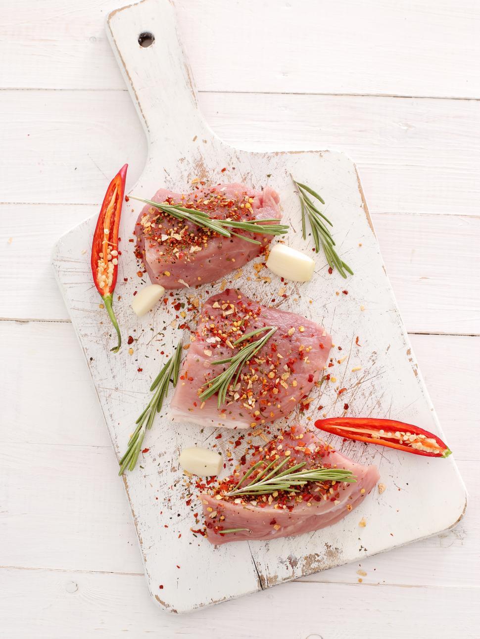 Free Image of Raw meat and spices ready for cooking 