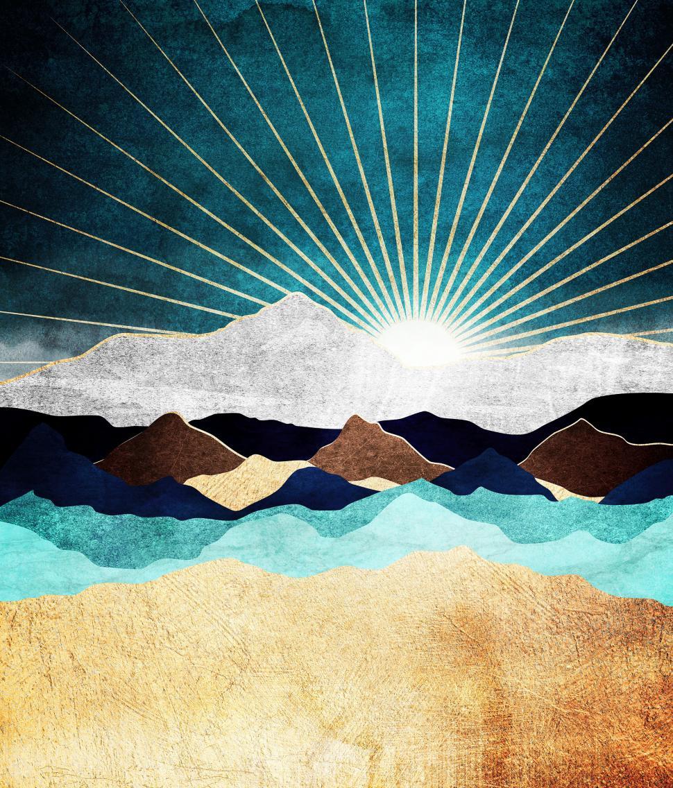 Free Image of Rising Sun over Metallic Mountains 