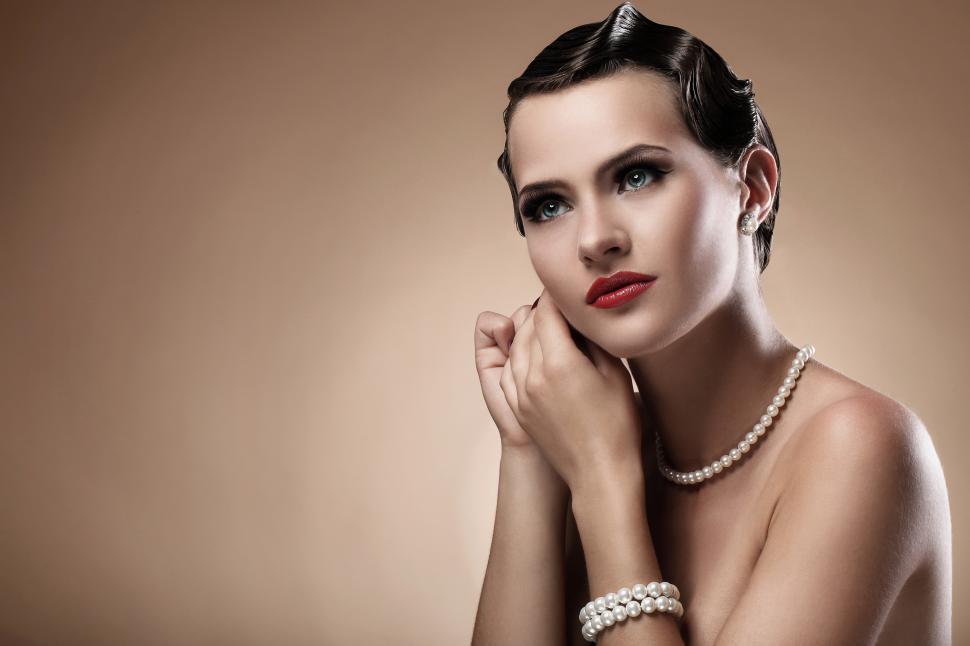 Free Image of Beautiful woman in vintage image 