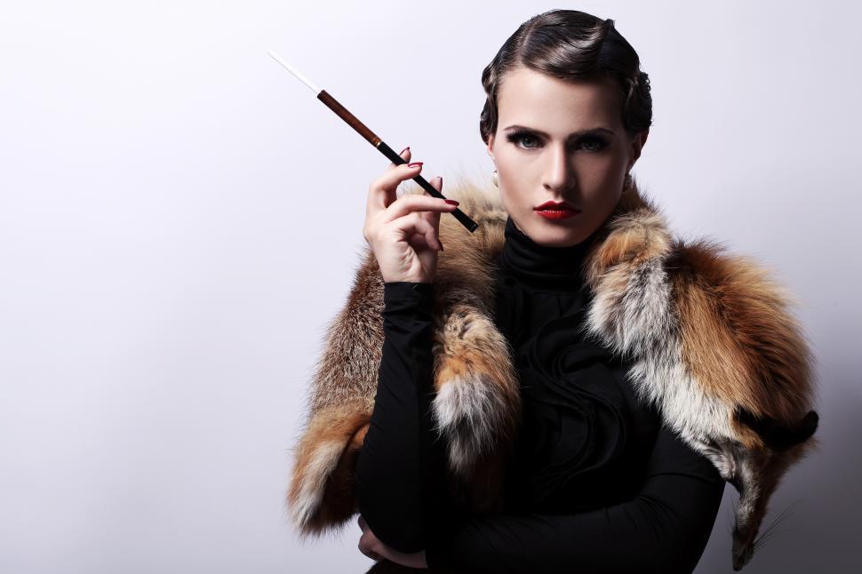 Free Image of Woman with cigarette in vintage image 