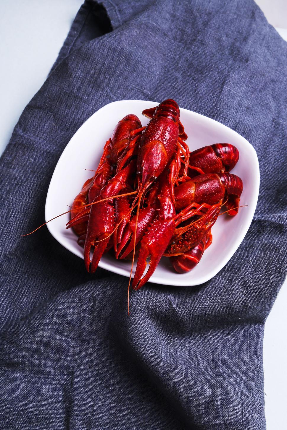 Free Image of Delicious crayfish in a white bowl 