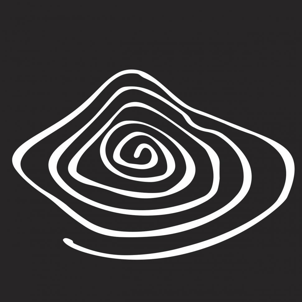 Free Image of Drawn spiral in white on black background  