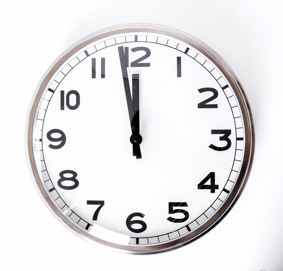 Free Image of Full view of clock nearing noon or midnight 