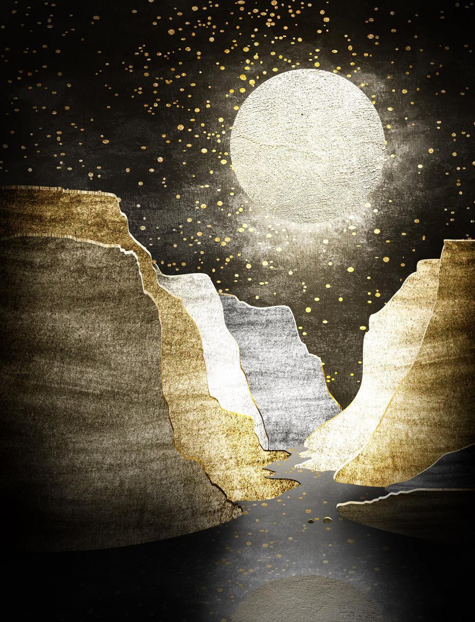 Free Image of Full Moon Over the Grand Canyon 