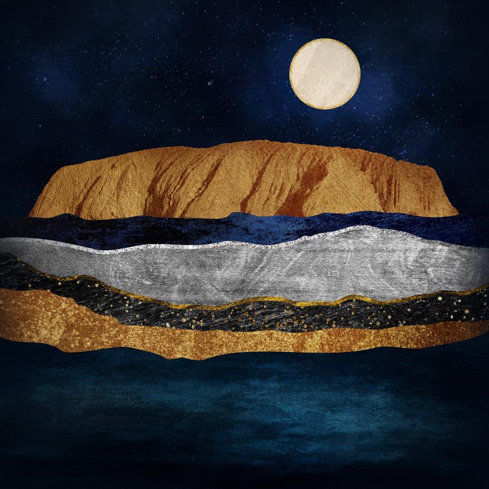 Free Image of Ayers Rock - Uluru - Abstract Desert Landscape at Night  
