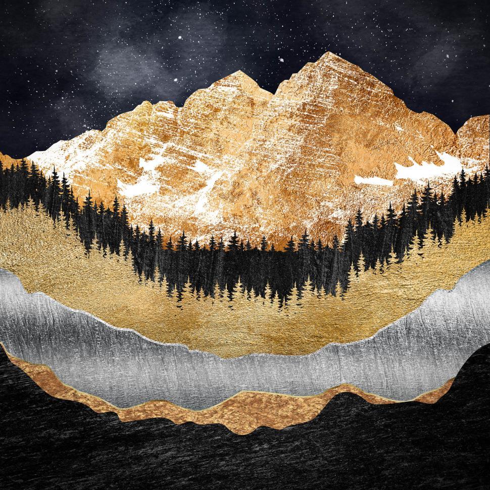 Free Image of Maroon Bells at Night - Colorado - Abstract Texturized Design 