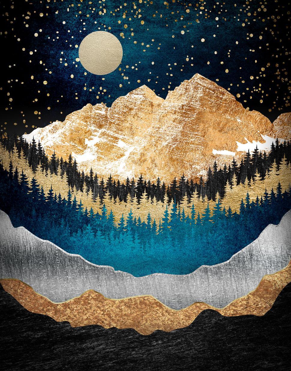 Free Image of Maroon Bells at Night in Winter 