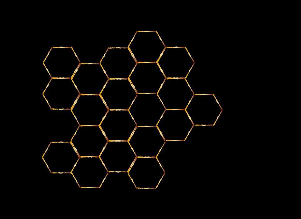 Free Image of Honeycomb Hexagon Pattern Gold on Black  